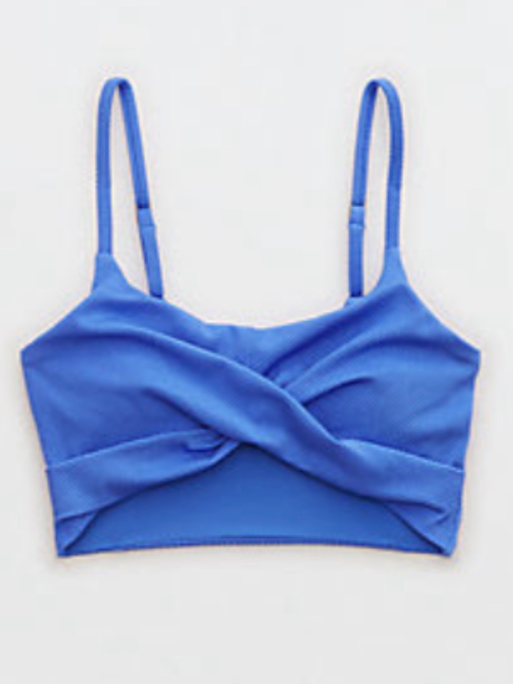 Aerie Shine Pique Scoop Twist Longline Bikini Top